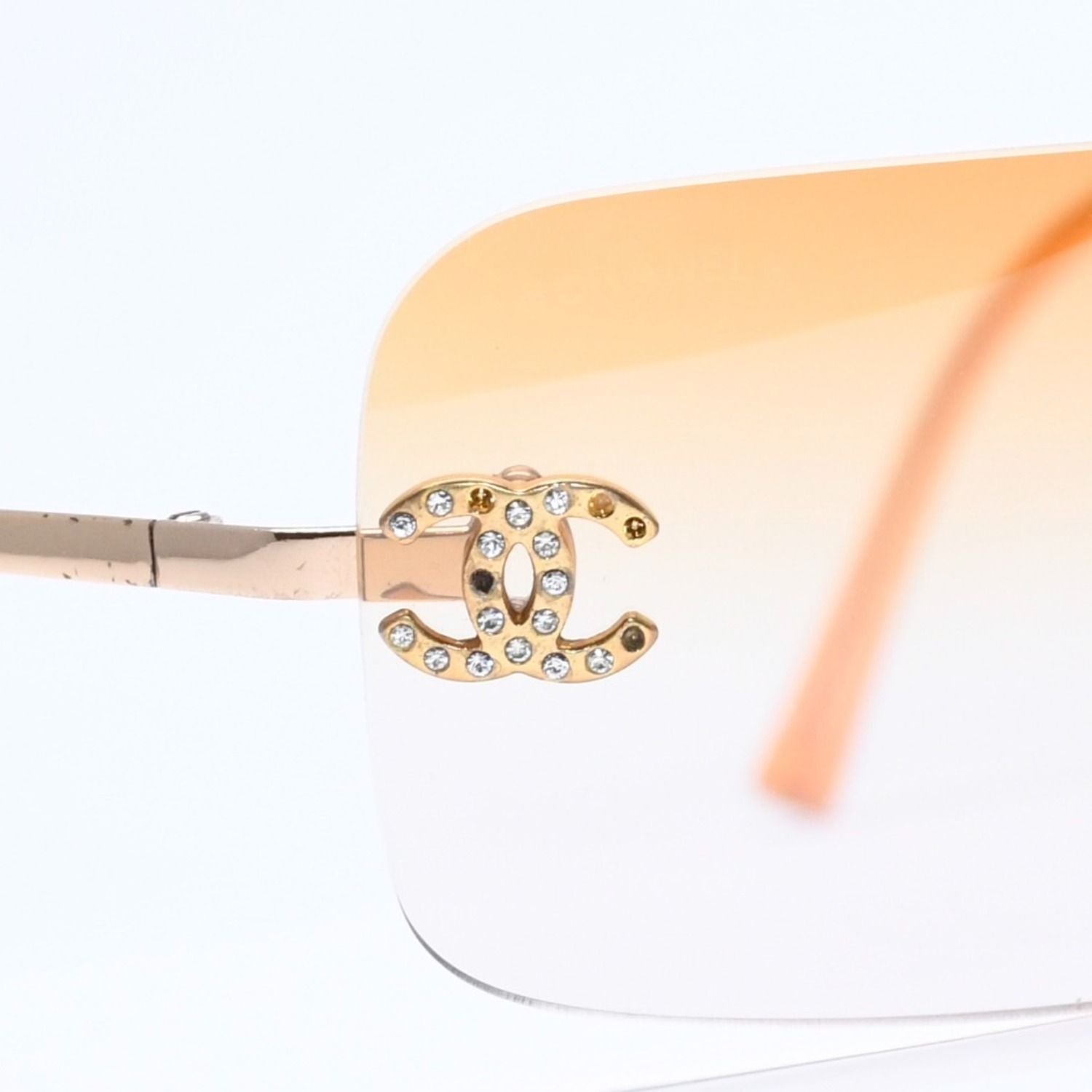 Chanel Rimless Sunglasses Eyewear CC Logo Rhinestone — view 7