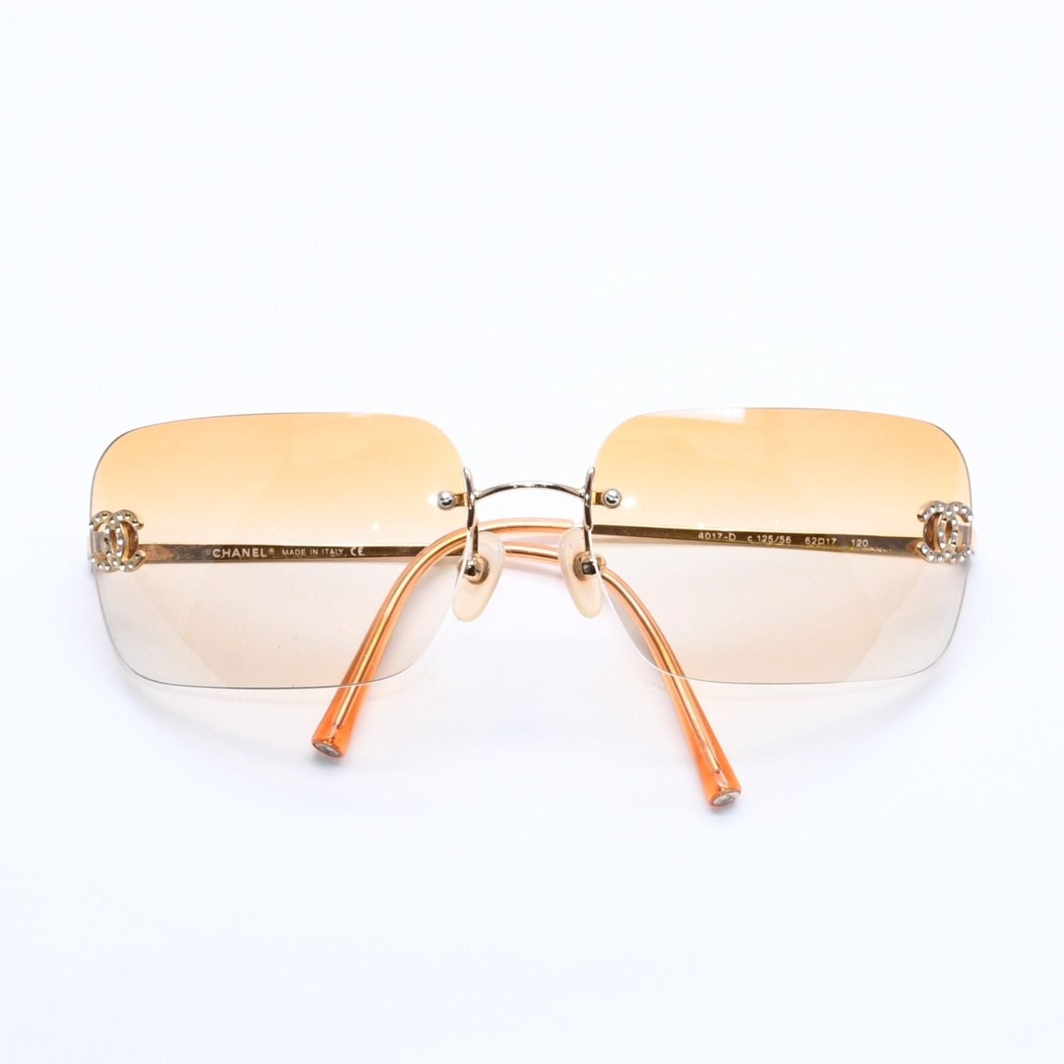 Chanel Rimless Sunglasses Eyewear CC Logo Rhinestone