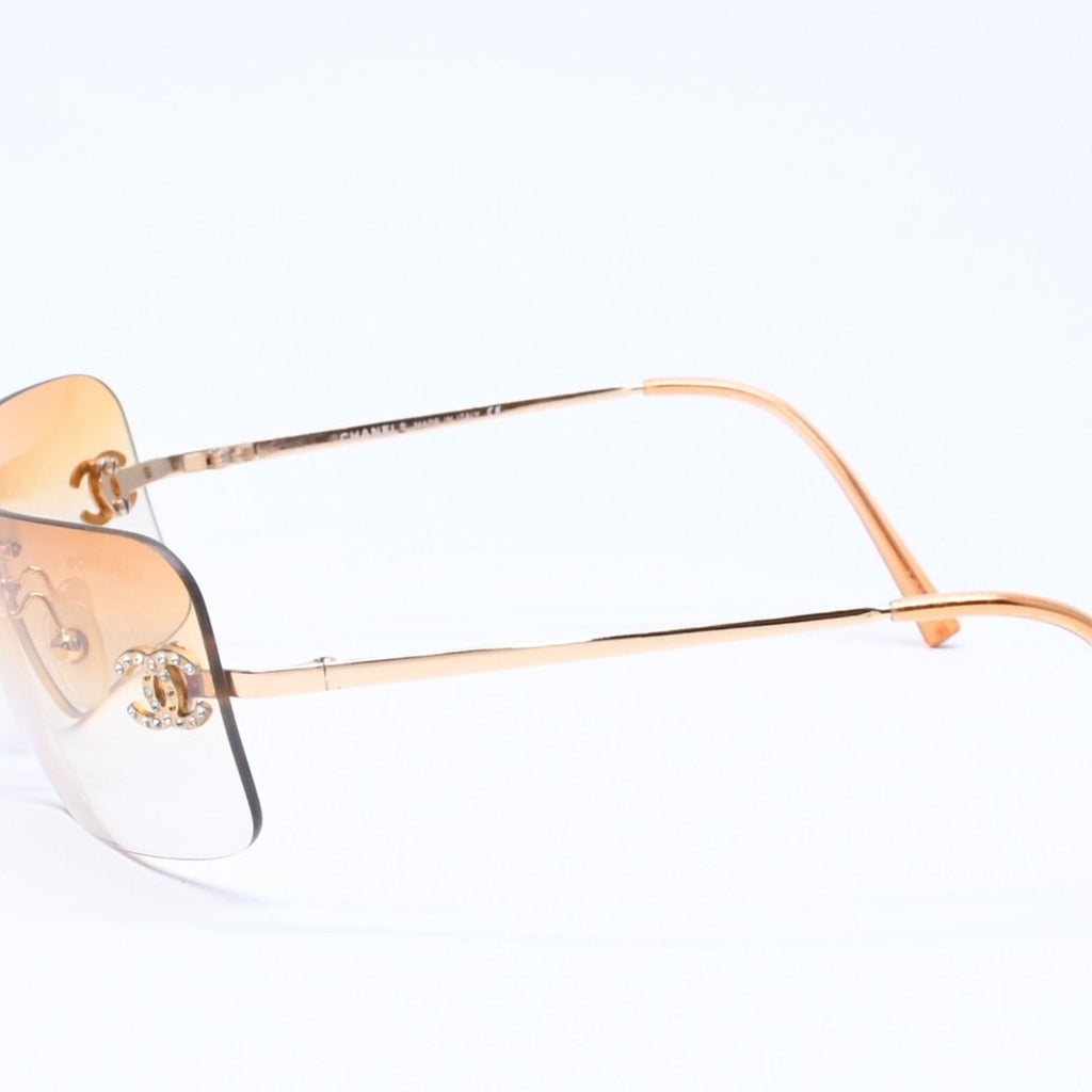 Chanel Rimless Sunglasses Eyewear CC Logo Rhinestone — view 5