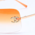 Chanel Rimless Sunglasses Eyewear CC Logo Rhinestone — view 7