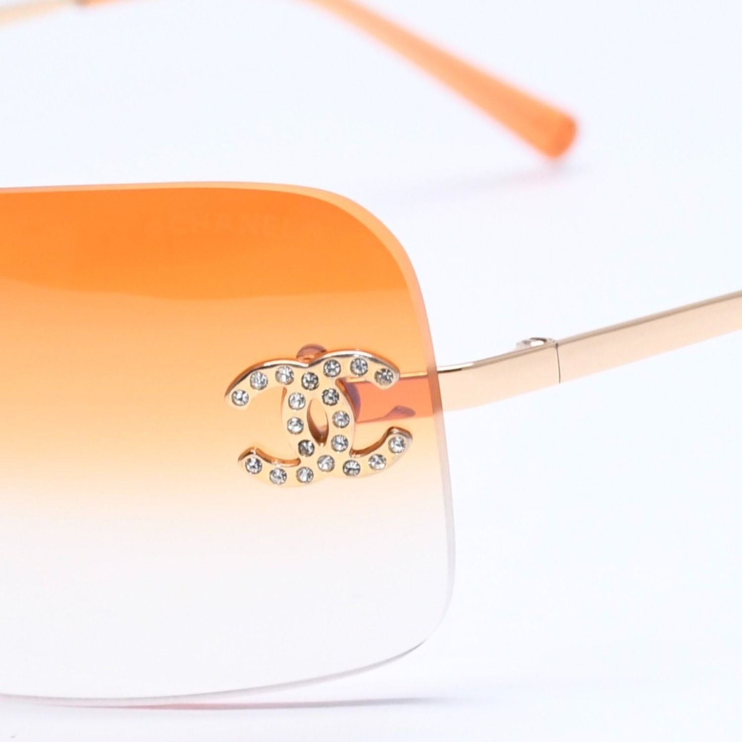 Chanel Rimless Sunglasses Eyewear CC Logo Rhinestone — view 7