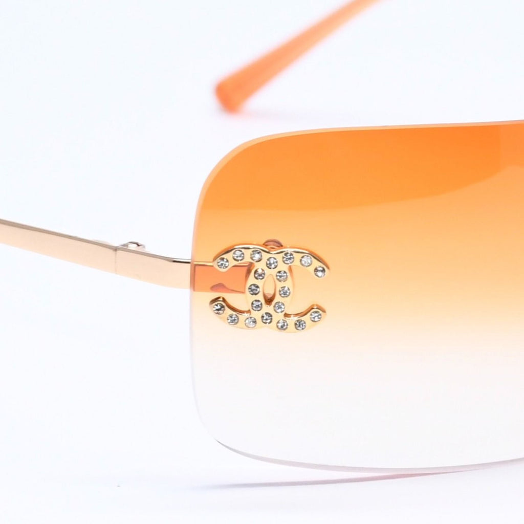 Chanel Rimless Sunglasses Eyewear CC Logo Rhinestone — view 8