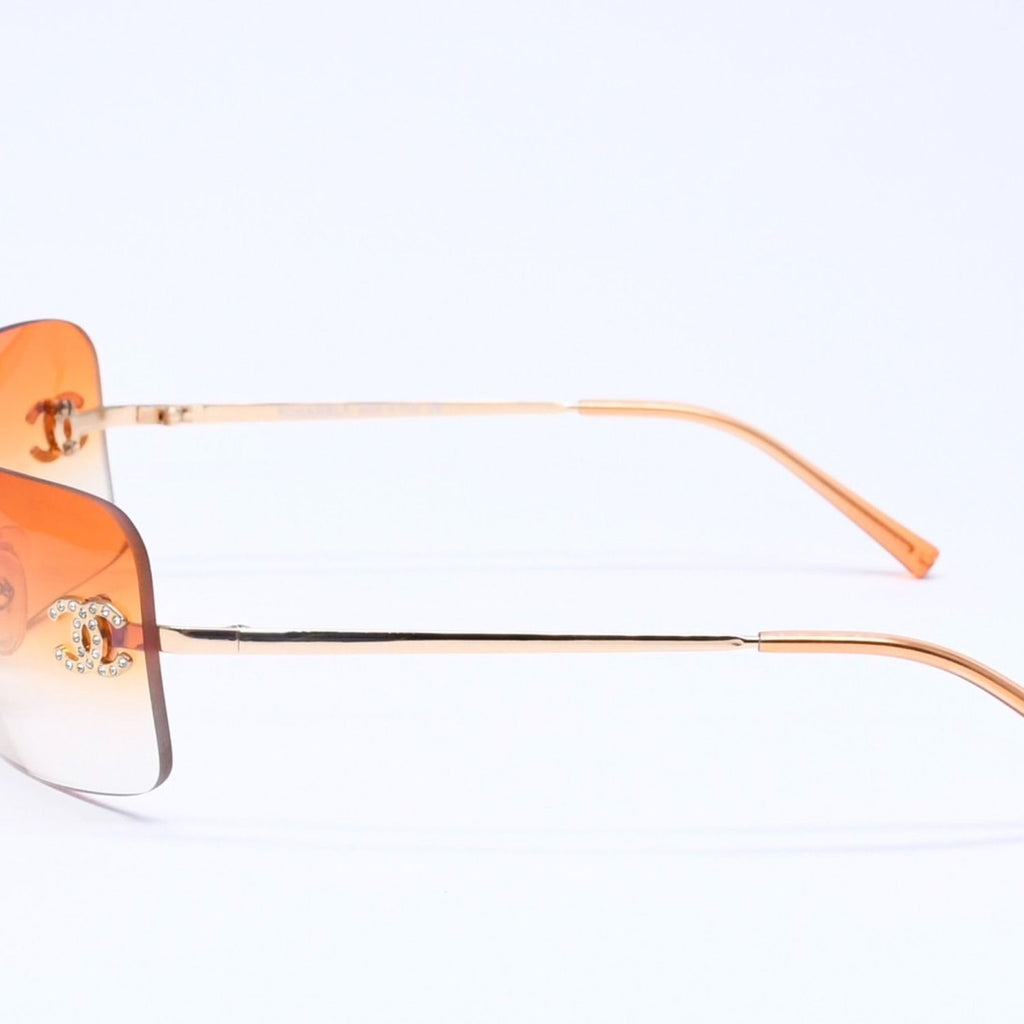 Chanel Rimless Sunglasses Eyewear CC Logo Rhinestone — view 6