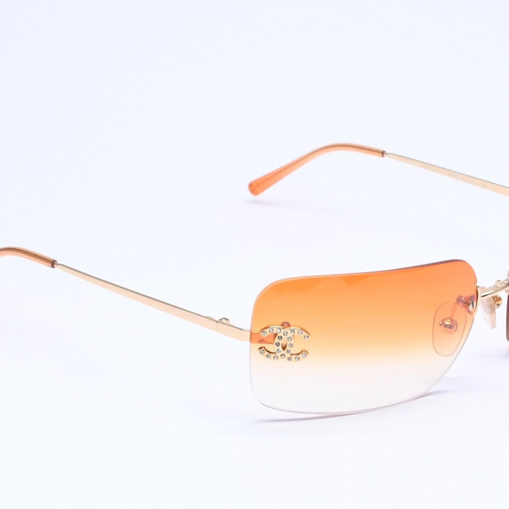 Chanel Rimless Sunglasses Eyewear CC Logo Rhinestone — view 4