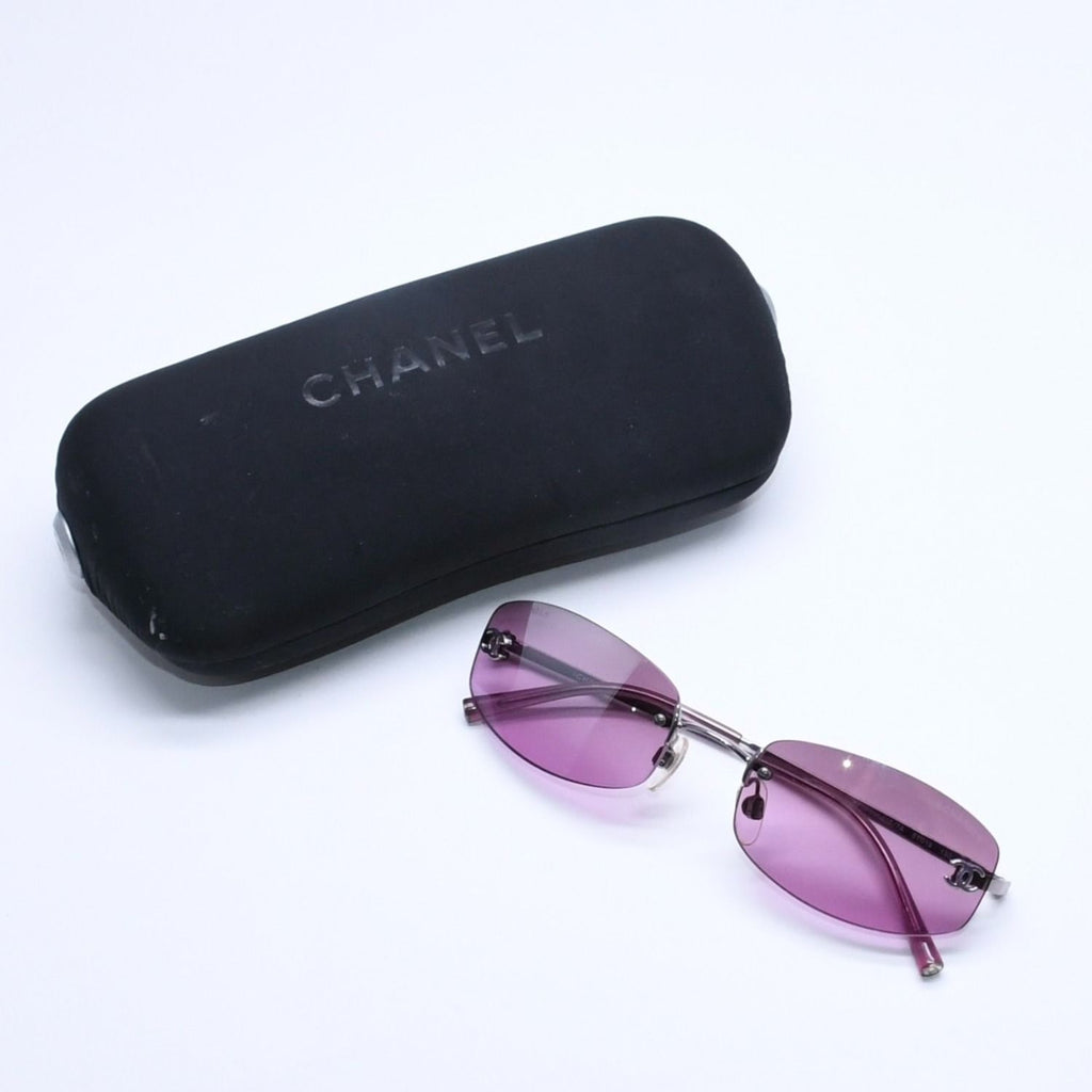 Chanel Rimless Sunglasses Eyewear CC Logo Purple
