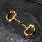 Gucci Horsebit Shoulder Bag Black Gold Leather — view 8
