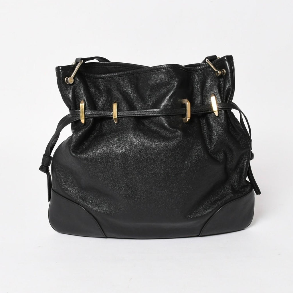 Gucci Horsebit Shoulder Bag Black Gold Leather — view 2