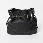 Gucci Horsebit Shoulder Bag Black Gold Leather — view 2