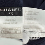 Chanel Dress Coco Button Knit Long Sleeve Pocket 36 Navy Cashmere Nylon Spandex — view 4
