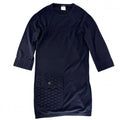 Chanel Dress Coco Button Knit Long Sleeve Pocket 36 Navy Cashmere Nylon Spandex