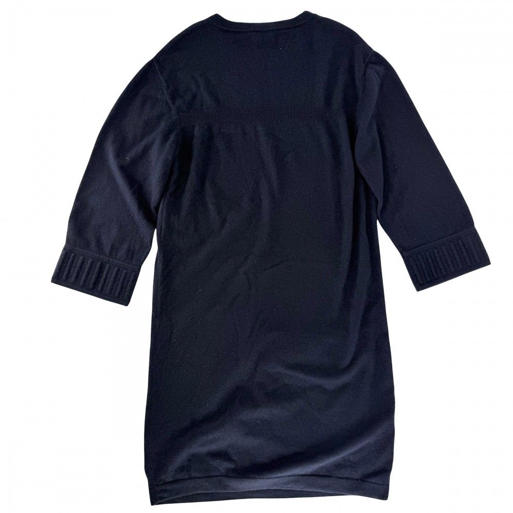 Chanel Dress Coco Button Knit Long Sleeve Pocket 36 Navy Cashmere Nylon Spandex — view 2