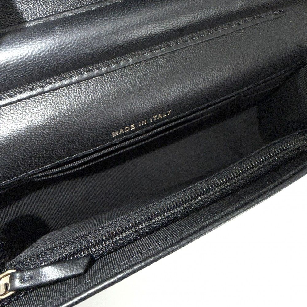 Chanel Shoulder Bag Quilted Flap Chain Knit Crossbody CC Logo Lambskin Black — view 4