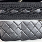 Chanel Shoulder Bag Quilted Flap Chain Knit Crossbody CC Logo Lambskin Black — view 7