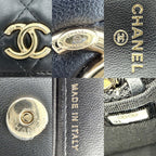 Chanel Shoulder Bag Quilted Flap Chain Knit Crossbody CC Logo Lambskin Black — view 5