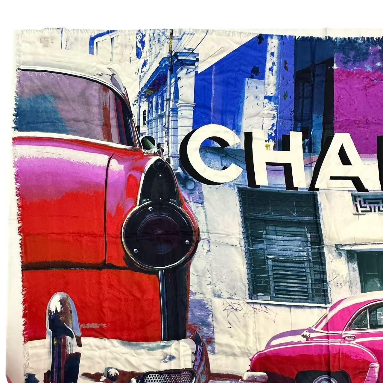 Chanel Scarf Large Silk Logo Car Print Pattern Multicolor — view 3