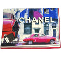 Chanel Scarf Large Silk Logo Car Print Pattern Multicolor