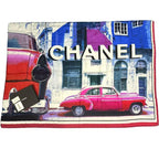 Chanel Scarf Large Silk Logo Car Print Pattern Multicolor
