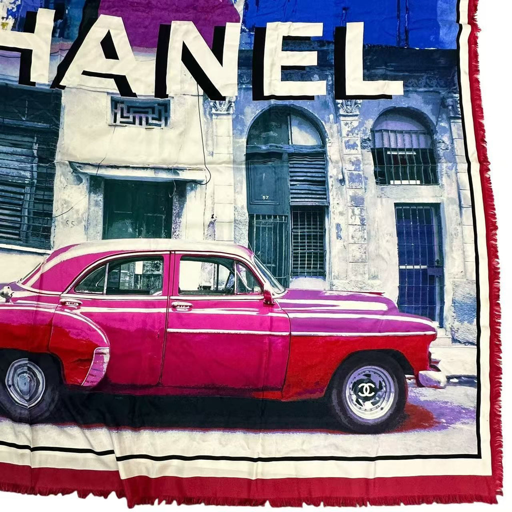 Chanel Scarf Large Silk Logo Car Print Pattern Multicolor — view 6