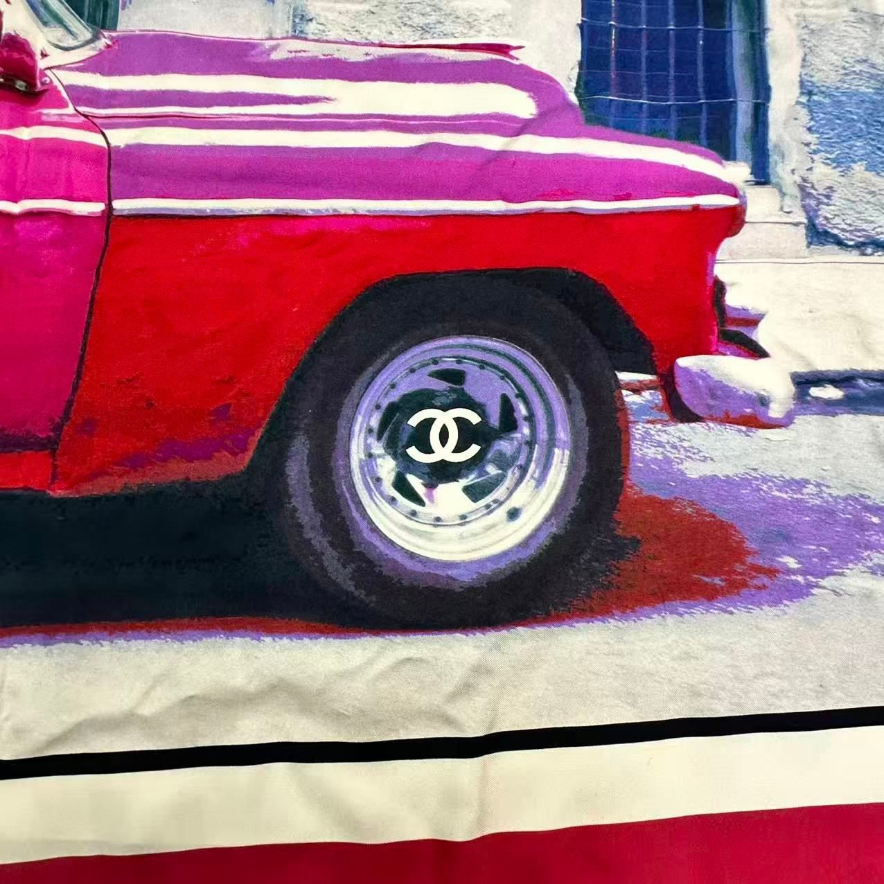 Chanel Scarf Large Silk Logo Car Print Pattern Multicolor — view 7
