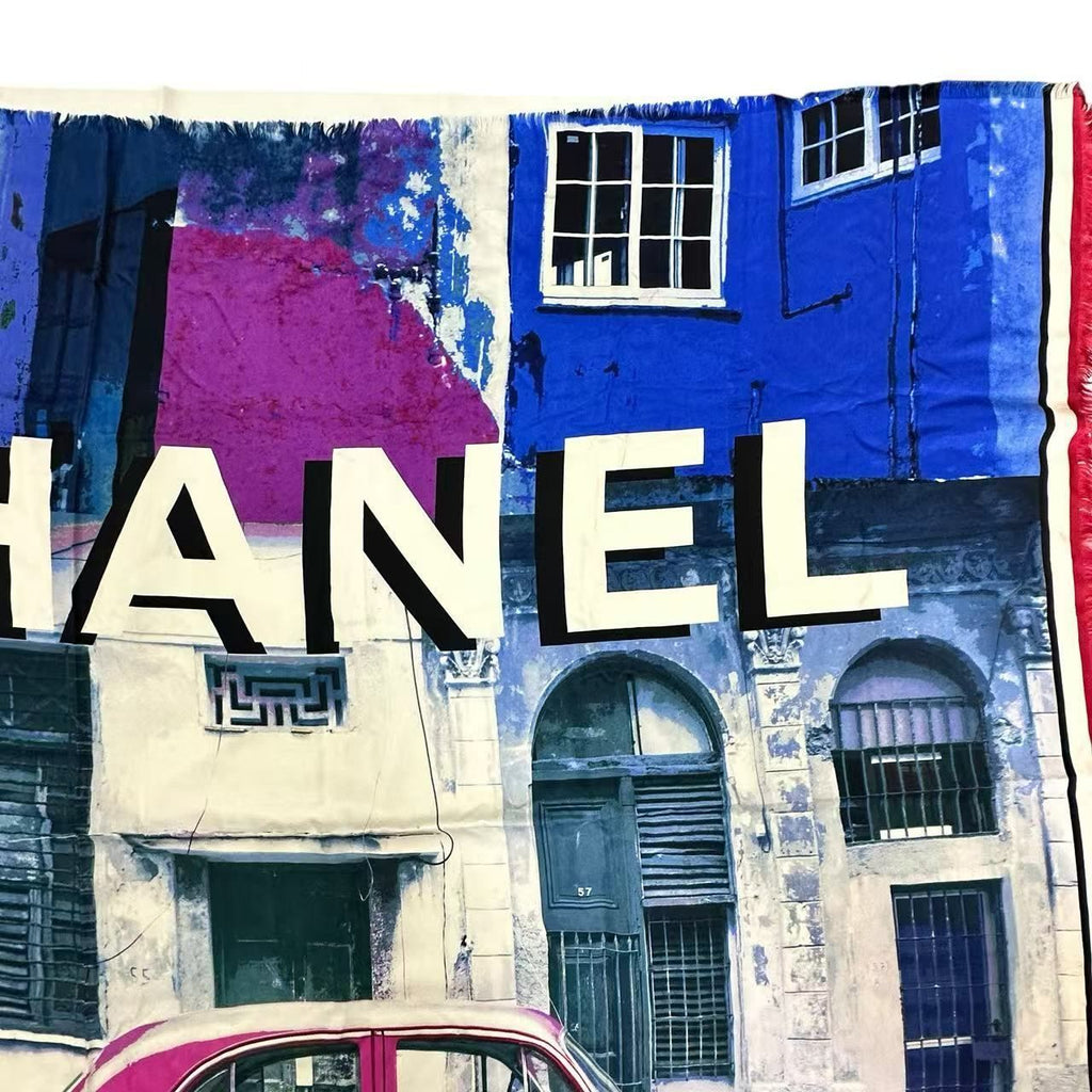 Chanel Scarf Large Silk Logo Car Print Pattern Multicolor — view 4