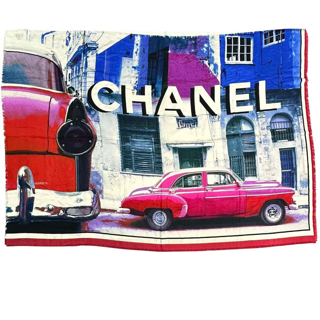 Chanel Scarf Large Silk Logo Car Print Pattern Multicolor — view 2