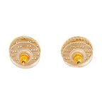 Chanel Border Chain CC Logo Earrings Round Stud Metal Enamel Navy — view 5