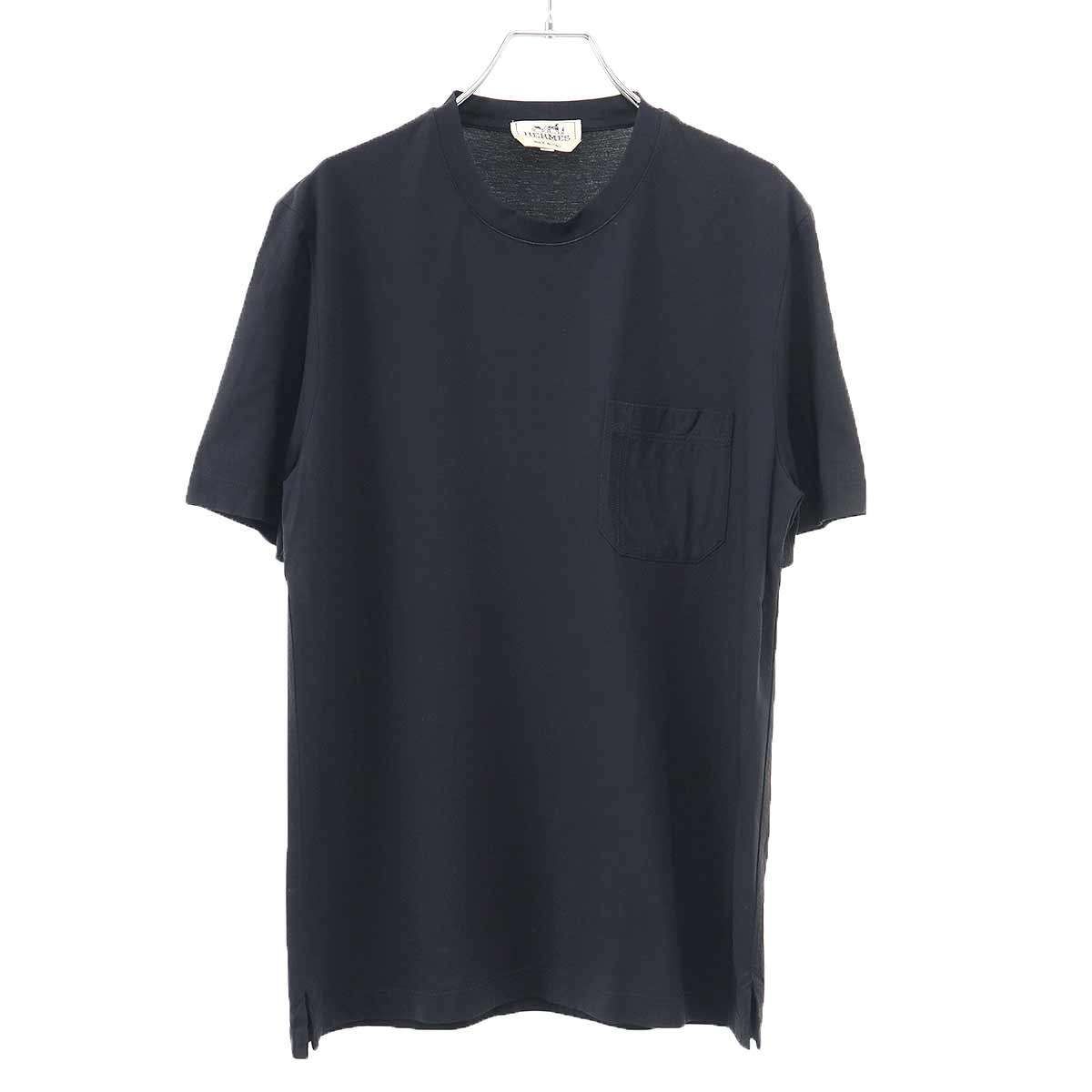 Hermes Crew Neck Pocket T-Shirt Black