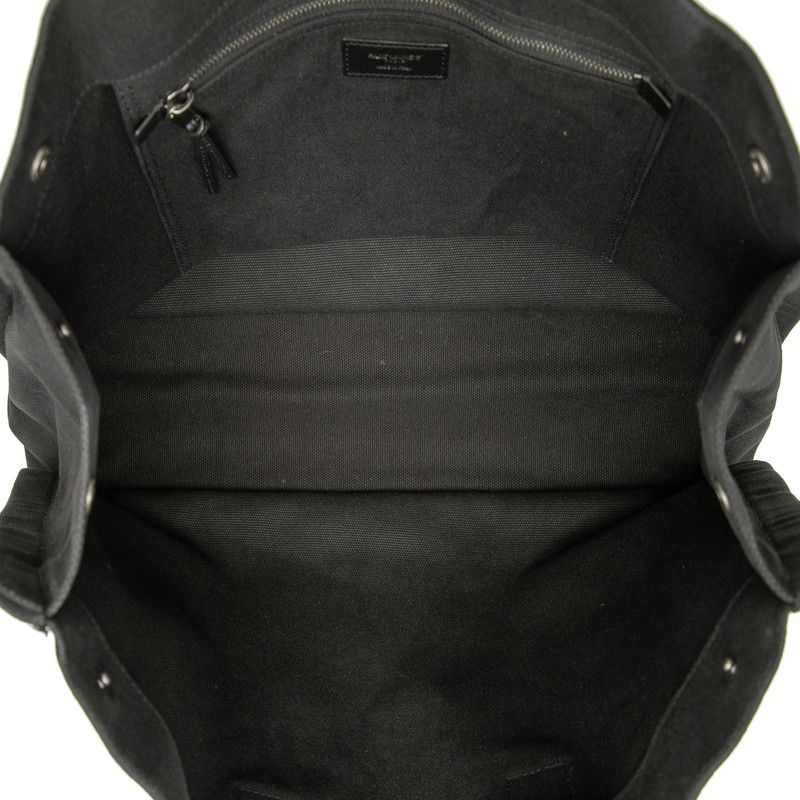 Saint Laurent Rive Gauche Tote Black Canvas Leather — view 4