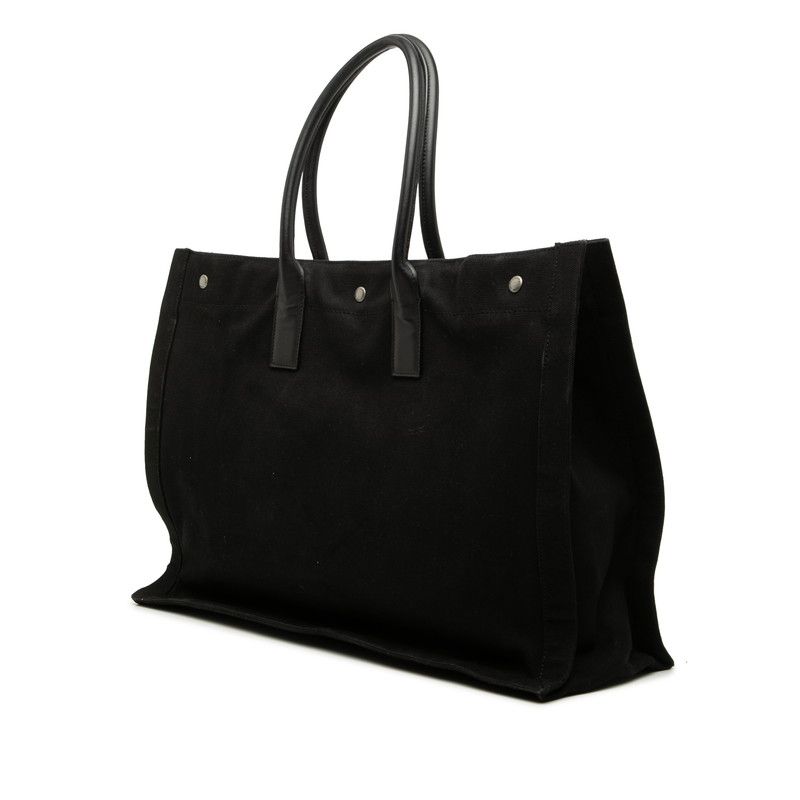 Saint Laurent Rive Gauche Tote Black Canvas Leather — view 2
