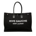 Saint Laurent Rive Gauche Tote Black Canvas Leather