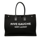 Saint Laurent Rive Gauche Tote Black Canvas Leather