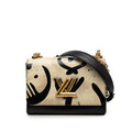 Louis Vuitton Twist MM Chain Shoulder Bag Black Ivory Leather