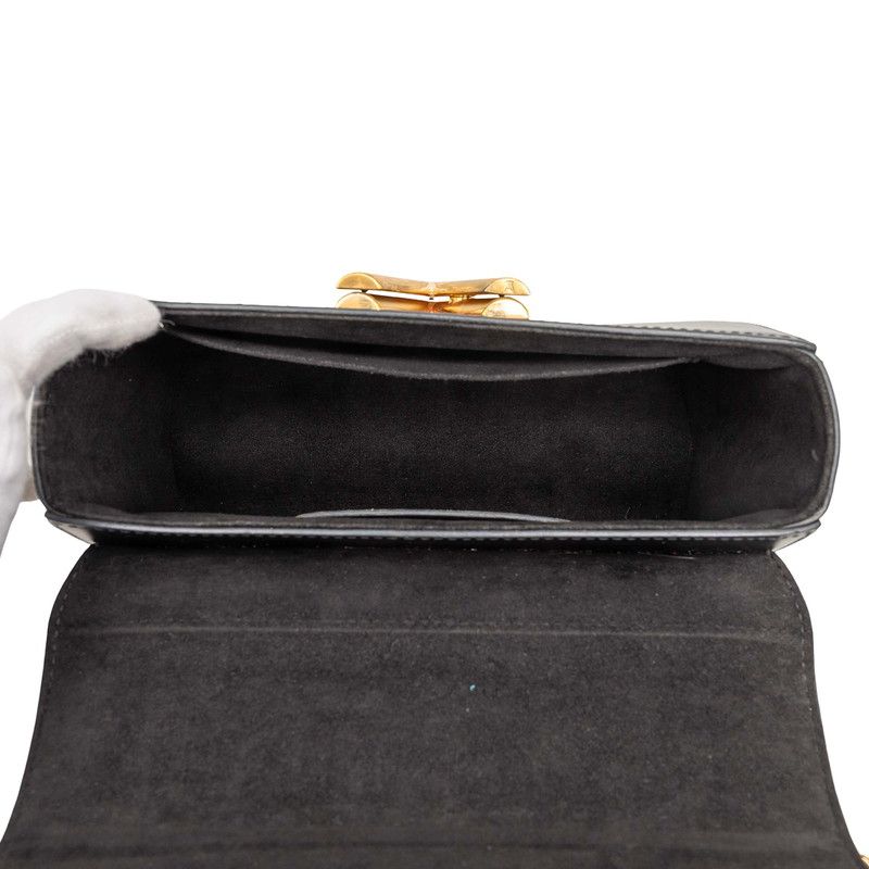 Louis Vuitton Twist MM Chain Shoulder Bag Black Ivory Leather — view 6