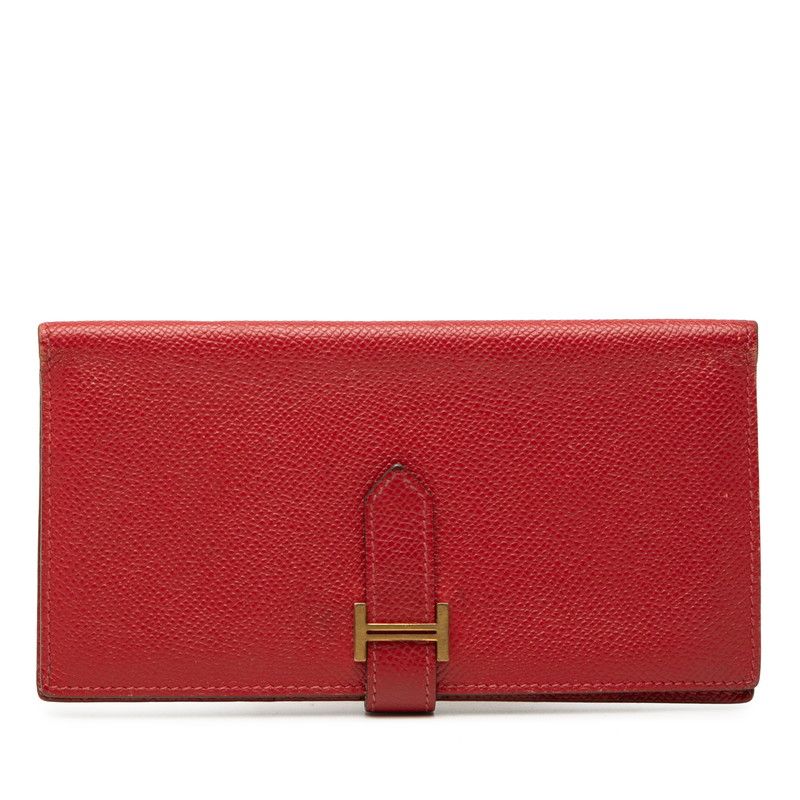 Hermes Bearn Souffle Wallet P Red Gold Veau Epsom