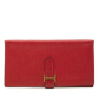 Hermes Bearn Souffle Wallet P Red Gold Veau Epsom