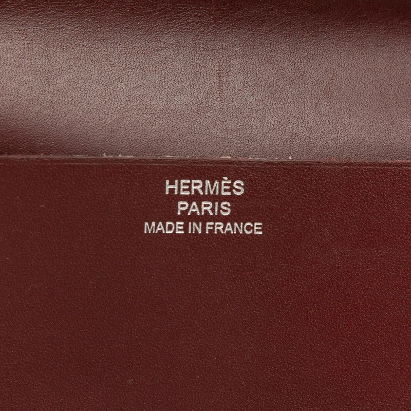 Hermes Manhattan Card Case Wine Red Gray Veau Epsom — view 5