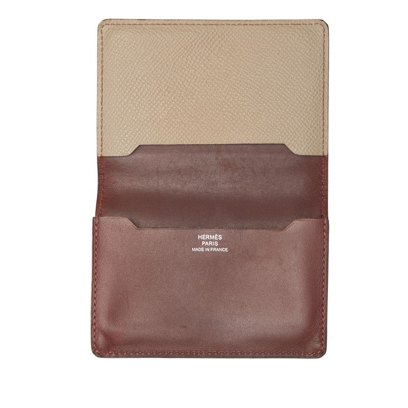 Hermes Manhattan Card Case Wine Red Gray Veau Epsom — view 4