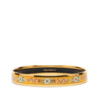 Hermes Enamel PM Cloisonne Flower Bangle Gold Plated Bracelet — view 3