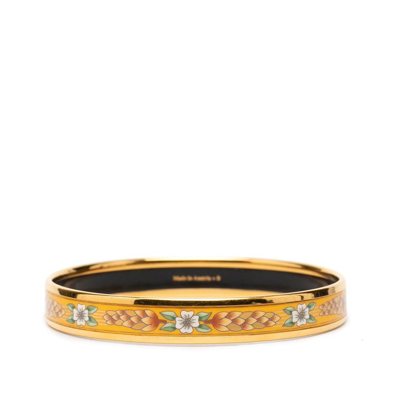Hermes Enamel PM Cloisonne Flower Bangle Gold Plated Bracelet — view 3