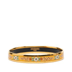 Hermes Enamel PM Cloisonne Flower Bangle Gold Plated Bracelet