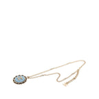 Chanel CC Logo Chain Necklace Gold Blue Black Plated Leather Denim — view 3