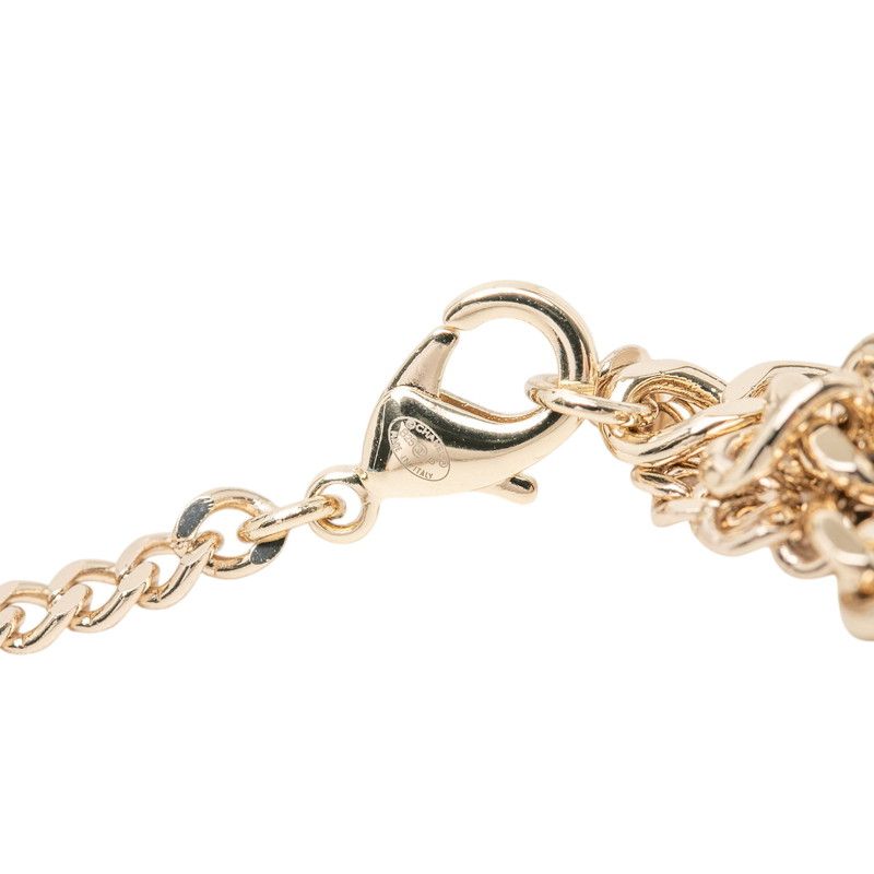 Chanel CC Logo Chain Necklace Gold Blue Black Plated Leather Denim — view 5