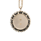 Chanel CC Logo Chain Necklace Gold Blue Black Plated Leather Denim — view 2