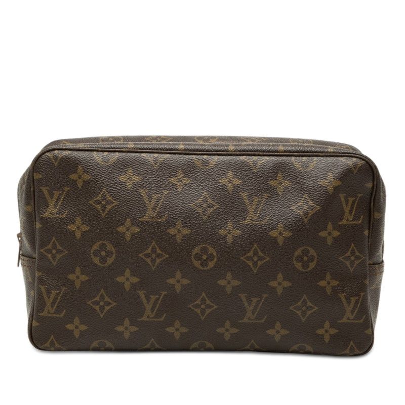 Louis Vuitton Monogram Trousse Toilet 28 Clutch Brown Leather
