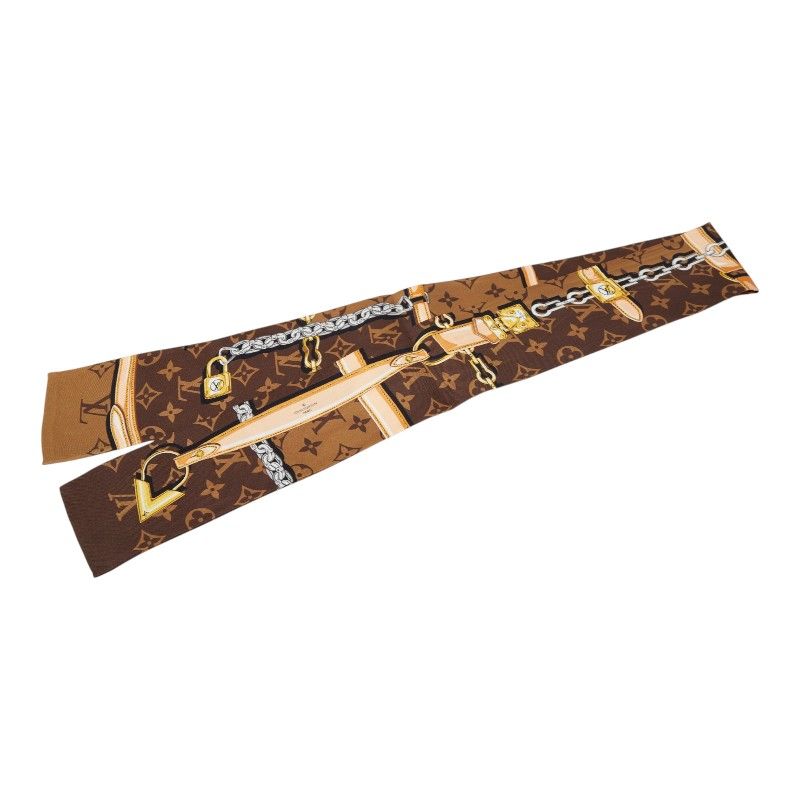 Louis Vuitton Bandeau Monogram Confidential Scarf Brown Multicolor Silk — view 2