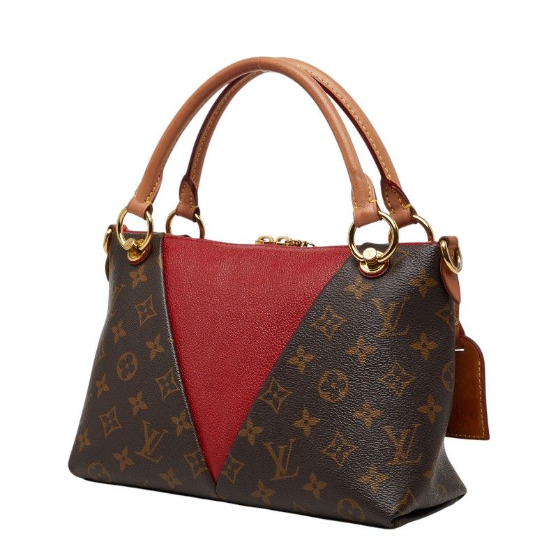 Louis Vuitton Monogram Tote BB 2-Way Shoulder Bag Cerise Red Brown Leather — view 2
