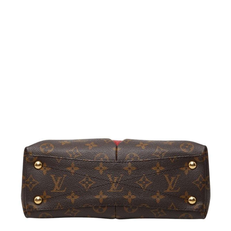 Louis Vuitton Monogram Tote BB 2-Way Shoulder Bag Cerise Red Brown Leather — view 3
