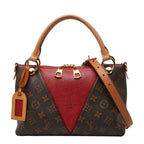 Louis Vuitton Monogram Tote BB 2-Way Shoulder Bag Cerise Red Brown Leather