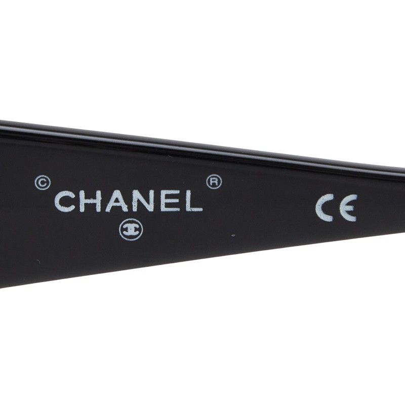 Chanel CC Logo Sunglasses Black Gold Acetate Rhinestone Eyewear — view 5