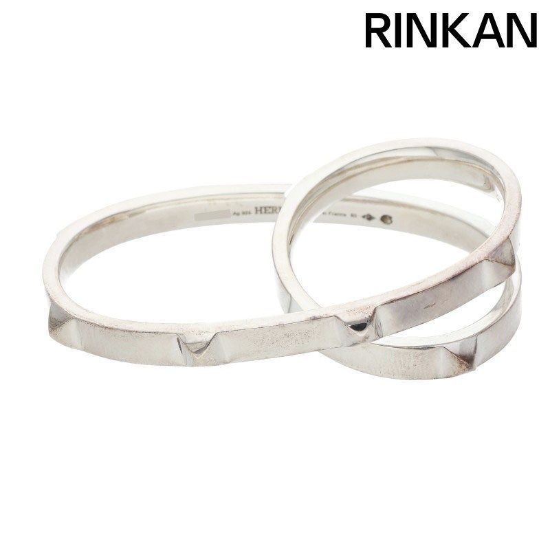 Hermes Clou de Double Finger Silver Ring